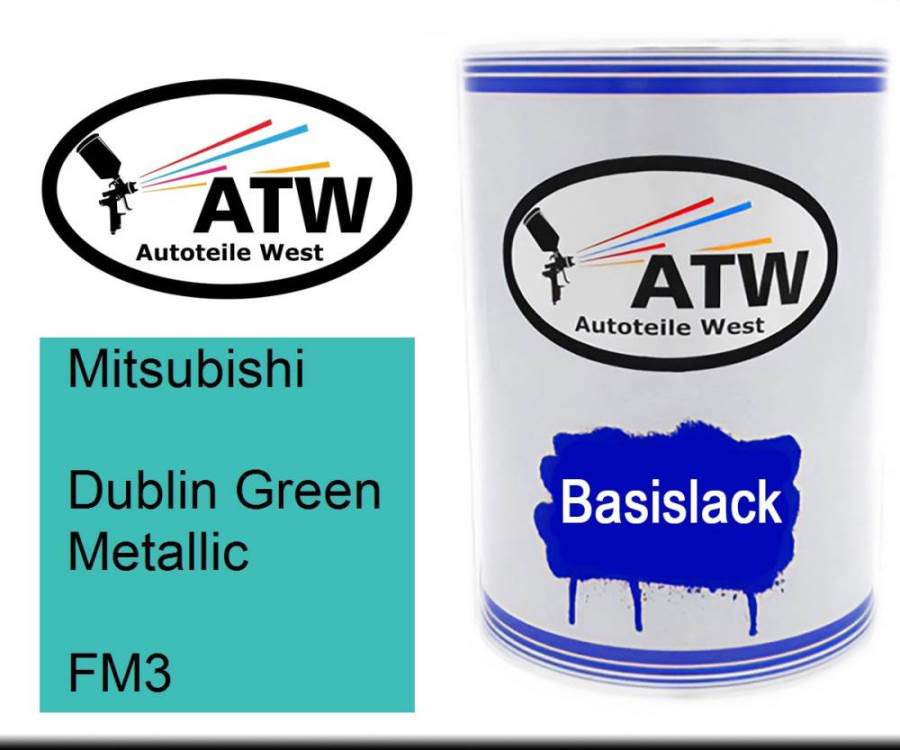 Mitsubishi, Dublin Green Metallic, FM3: 500ml Lackdose, von ATW Autoteile West.